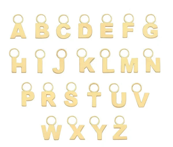 Initial Letter Earring Charm, 9ct Solid Gold Earring Charm For Earring, A to Z, 375 Stamped, 9 Carat Gold Charm