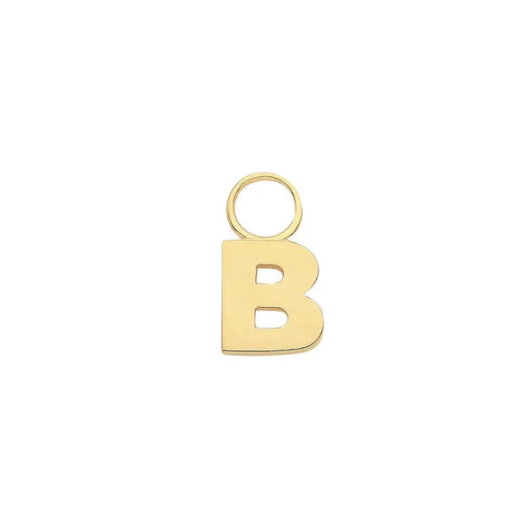 Initial Letter Earring Charm, 9ct Solid Gold Earring Charm For Earring, A to Z, 375 Stamped, 9 Carat Gold Charm