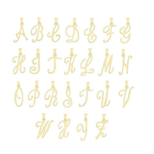 Initial Script Italic 9ct Gold Pendant, Initial Charm, Script Letter Pendant