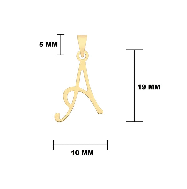 Initial Script Italic 9ct Gold Pendant, Initial Charm, Script Letter Pendant
