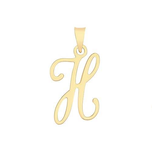 Initial Script Italic 9ct Gold Pendant, Initial Charm, Script Letter Pendant
