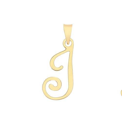 Initial Script Italic 9ct Gold Pendant, Initial Charm, Script Letter Pendant