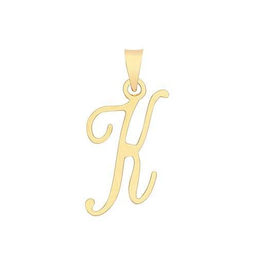 Initial Script Italic 9ct Gold Pendant, Initial Charm, Script Letter Pendant