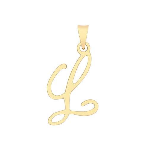 Initial Script Italic 9ct Gold Pendant, Initial Charm, Script Letter Pendant