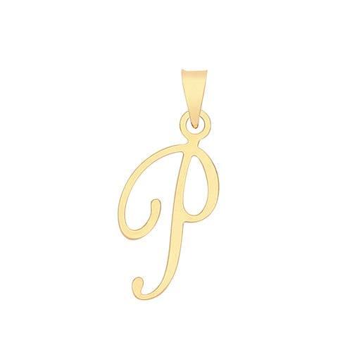 Initial Script Italic 9ct Gold Pendant, Initial Charm, Script Letter Pendant