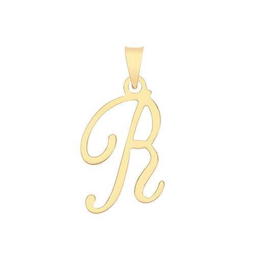 Initial Script Italic 9ct Gold Pendant, Initial Charm, Script Letter Pendant