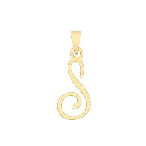 Initial Script Italic 9ct Gold Pendant, Initial Charm, Script Letter Pendant