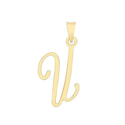 Initial Script Italic 9ct Gold Pendant, Initial Charm, Script Letter Pendant