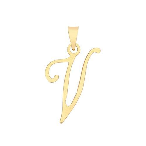 Initial Script Italic 9ct Gold Pendant, Initial Charm, Script Letter Pendant