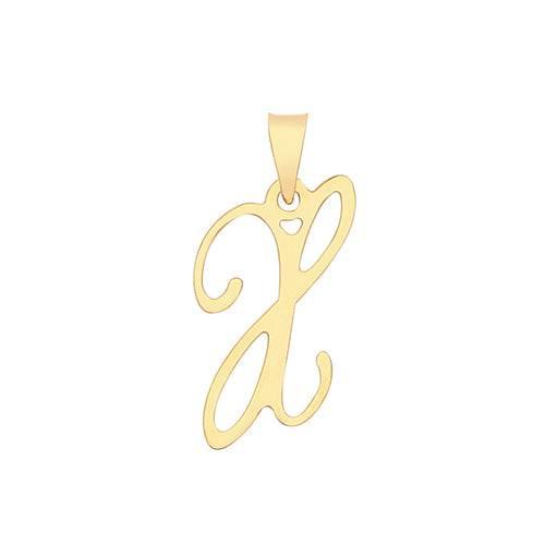 Initial Script Italic 9ct Gold Pendant, Initial Charm, Script Letter Pendant