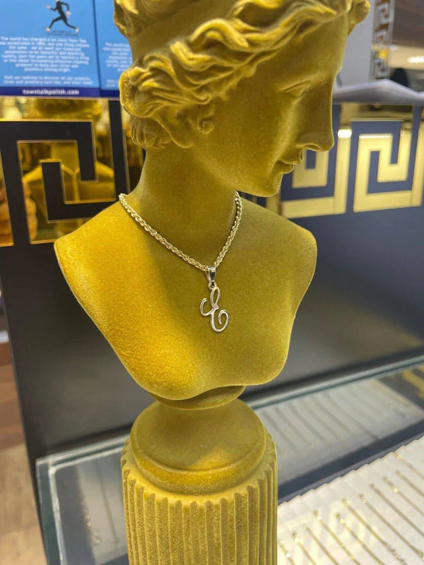 Initial Script Italic 9ct Gold Pendant, Initial Charm, Script Letter Pendant