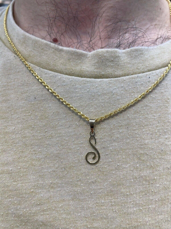 Initial Script Italic 9ct Gold Pendant, Initial Charm, Script Letter Pendant