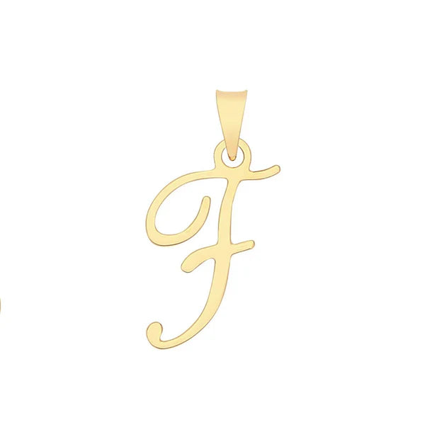 Initial Script Italic 9ct Gold Pendant, Initial Charm, Script Letter Pendant