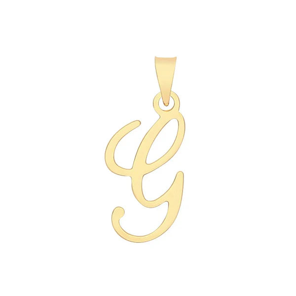 Initial Script Italic 9ct Gold Pendant, Initial Charm, Script Letter Pendant