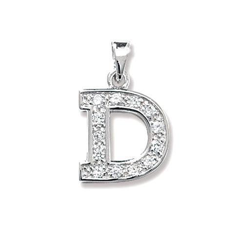 INITIALS LETTERS PENDANT A to Z 925 Sterling Silver Simulated Diamond CZ Design UK Hallmarked