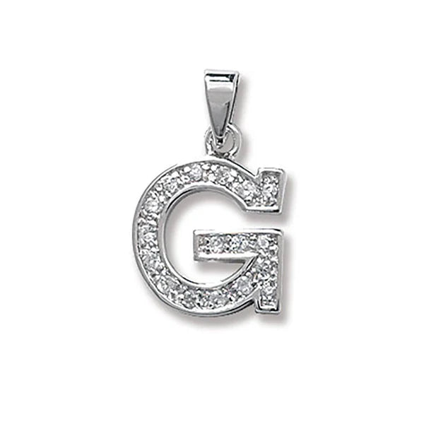 INITIALS LETTERS PENDANT A to Z 925 Sterling Silver Simulated Diamond CZ Design UK Hallmarked