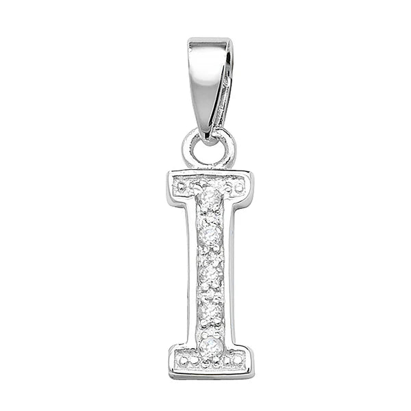 INITIALS LETTERS PENDANT A to Z 925 Sterling Silver Simulated Diamond CZ Design UK Hallmarked
