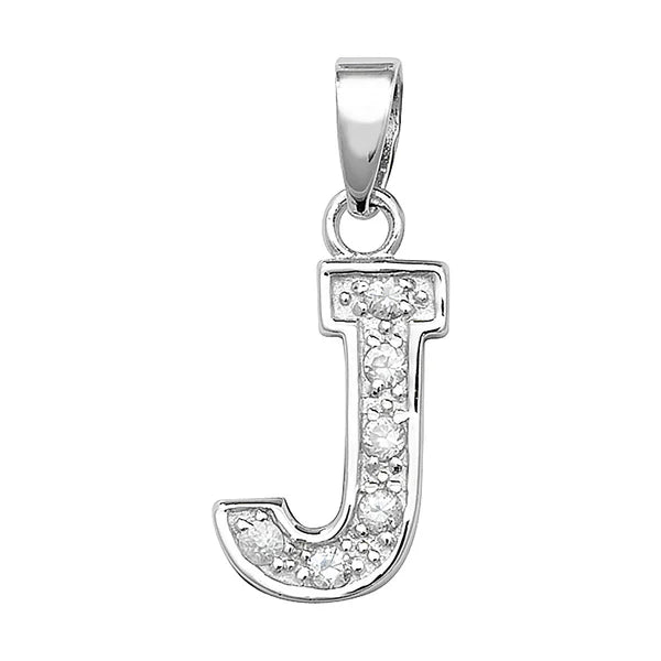 INITIALS LETTERS PENDANT A to Z 925 Sterling Silver Simulated Diamond CZ Design UK Hallmarked