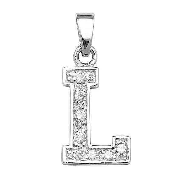 INITIALS LETTERS PENDANT A to Z 925 Sterling Silver Simulated Diamond CZ Design UK Hallmarked