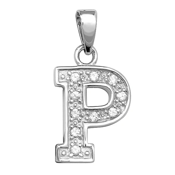 INITIALS LETTERS PENDANT A to Z 925 Sterling Silver Simulated Diamond CZ Design UK Hallmarked