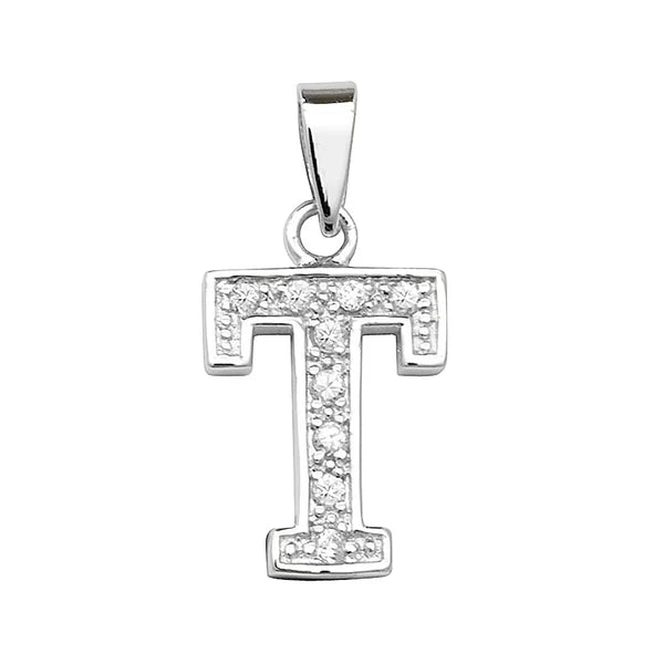 INITIALS LETTERS PENDANT A to Z 925 Sterling Silver Simulated Diamond CZ Design UK Hallmarked