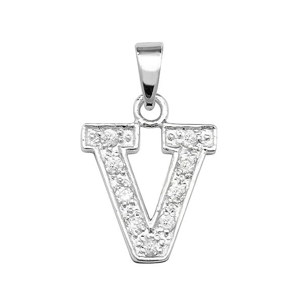 INITIALS LETTERS PENDANT A to Z 925 Sterling Silver Simulated Diamond CZ Design UK Hallmarked