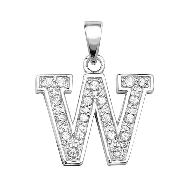 INITIALS LETTERS PENDANT A to Z 925 Sterling Silver Simulated Diamond CZ Design UK Hallmarked