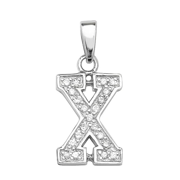 INITIALS LETTERS PENDANT A to Z 925 Sterling Silver Simulated Diamond CZ Design UK Hallmarked