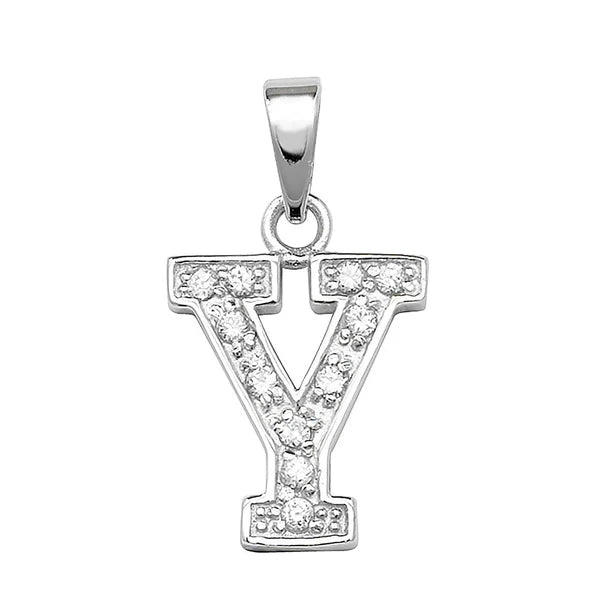 INITIALS LETTERS PENDANT A to Z 925 Sterling Silver Simulated Diamond CZ Design UK Hallmarked