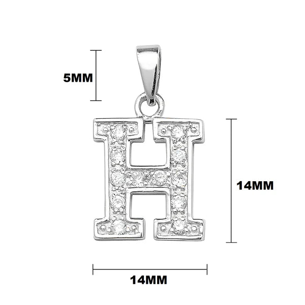 INITIALS LETTERS PENDANT A to Z 925 Sterling Silver Simulated Diamond CZ Design UK Hallmarked
