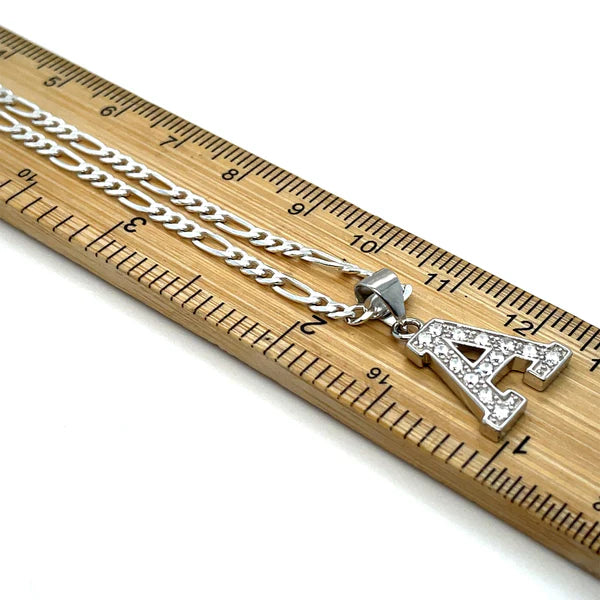 INITIALS LETTERS PENDANT A to Z 925 Sterling Silver Simulated Diamond CZ Design UK Hallmarked