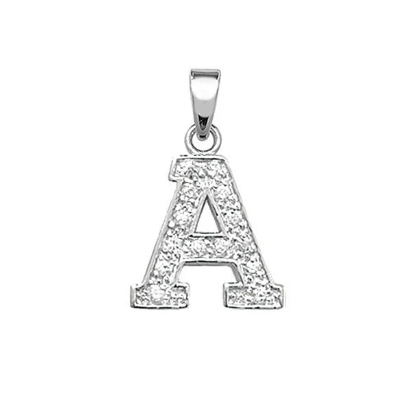 INITIALS LETTERS PENDANT A to Z 925 Sterling Silver Simulated Diamond CZ Design UK Hallmarked