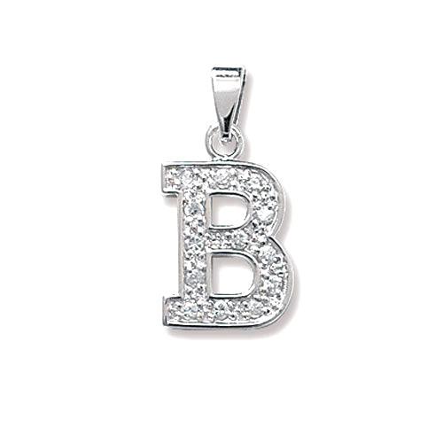 INITIALS LETTERS PENDANT A to Z 925 Sterling Silver Simulated Diamond CZ Design UK Hallmarked
