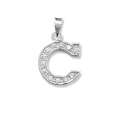 INITIALS LETTERS PENDANT A to Z 925 Sterling Silver Simulated Diamond CZ Design UK Hallmarked