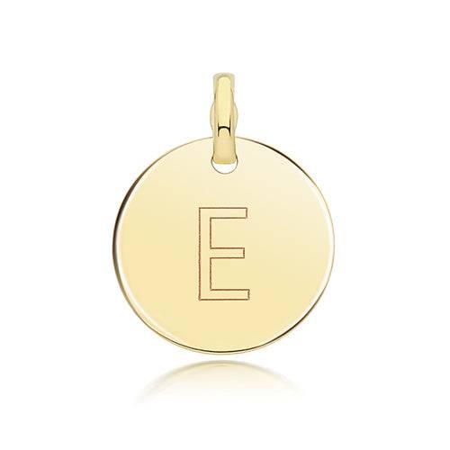 Round Plain Initial Letter Pendant, 9ct Solid Gold Pendant For Necklace, Inital Charm, A to Z, 375 Stamped, 9 Carat Gold Pendant