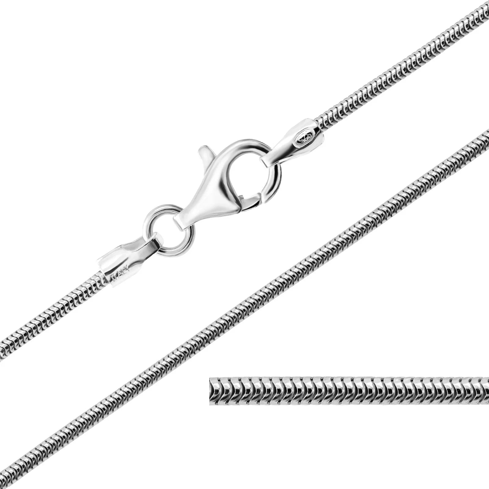 925 Sterling Silver Real Snake Chain Necklace 1.2mm 14" 16" 18" 20" 22" 24" 26"