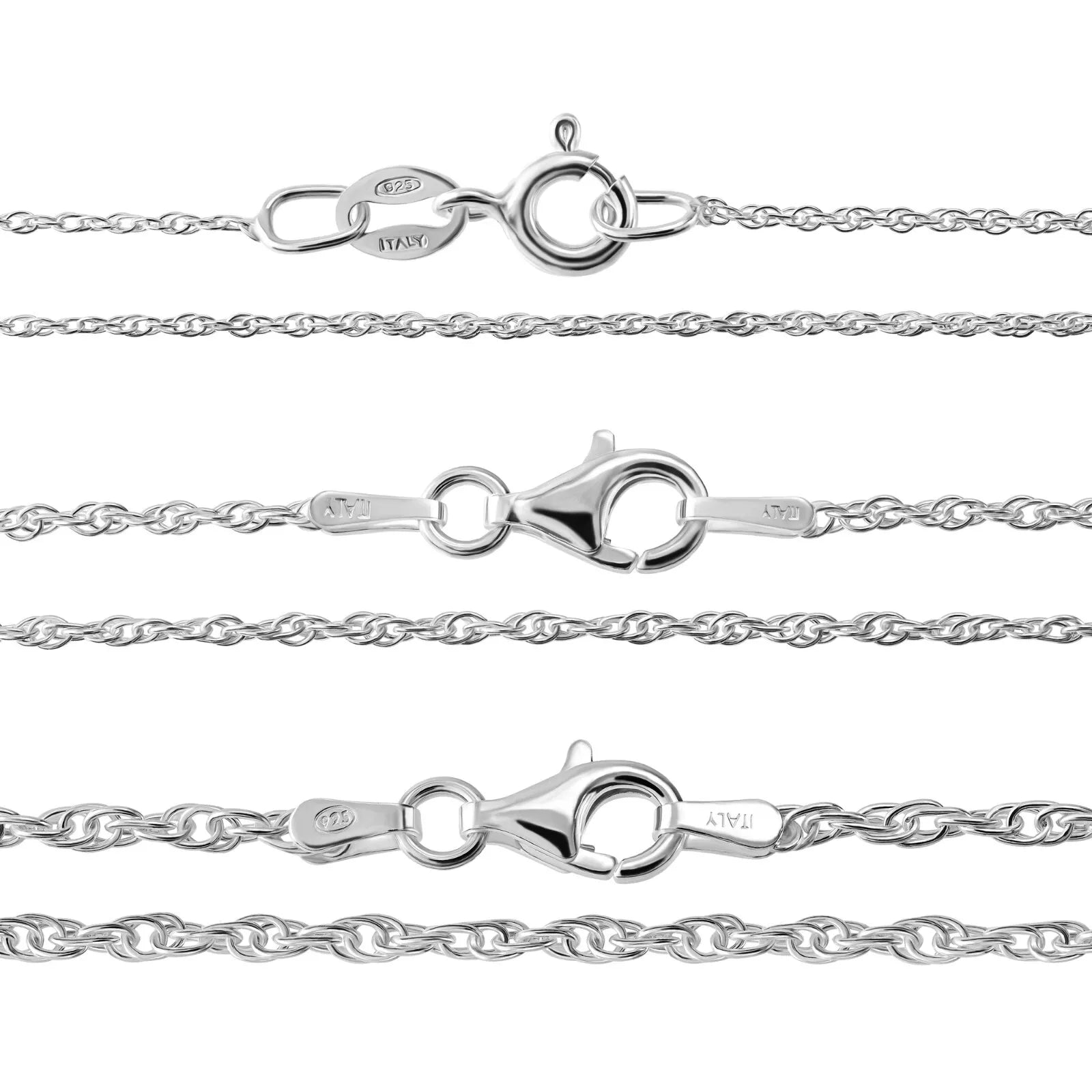 925 Sterling Silver Loose Rope Chain Necklace 14