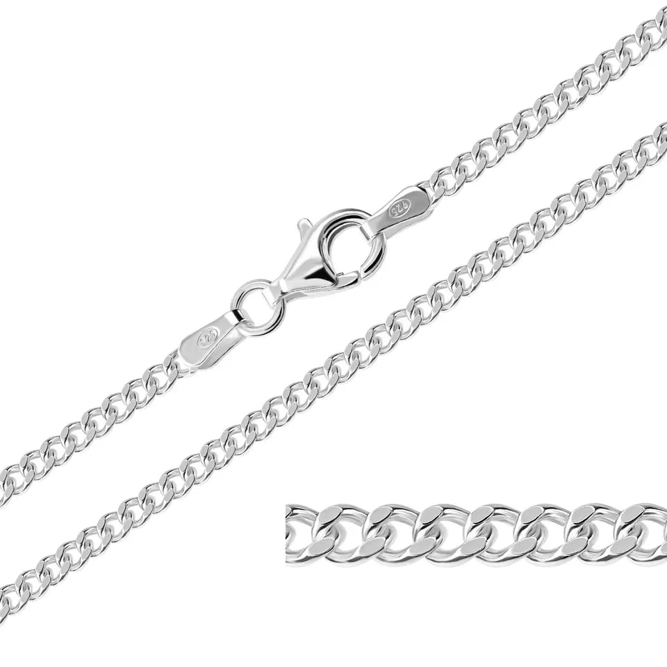 925 Sterling Silver Curb Chain Necklace 14" 16" 18" 20" 22" 24" 26" 28" 30"