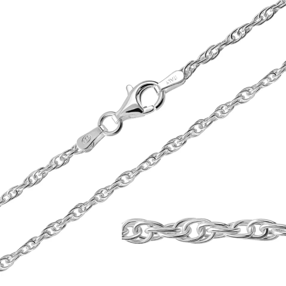 925 Sterling Silver Loose Rope Chain Necklace 14" 16" 18" 20" 22" 24" 26" 28" 30