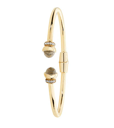 Silver Gold Plated Torc Bangle Crystal & CZ Diamond Simulated Design
