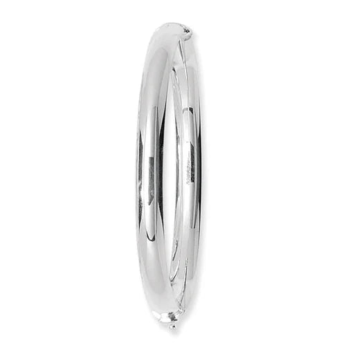 Silver Ladies Plain Hinged Bangle Oval D Shape Design