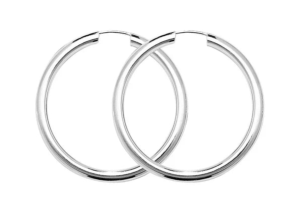 Silver ROUND DANGLE SLEEPERS EARRINGS 925 Sterling Silver Plain Design UK Hallmarked