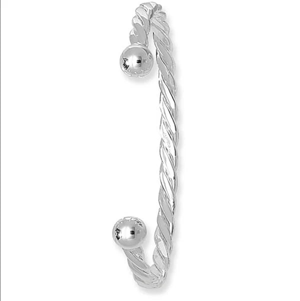 Silver Twisted Torc Bangle Oval Design For Ladies