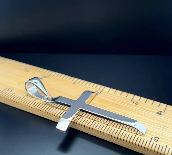 Solid 925 Sterling Silver Cross Heavy Plain Design UK Hallmarked
