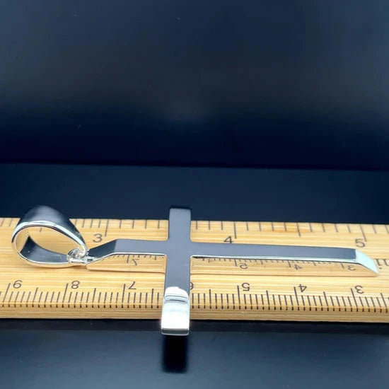 Solid 925 Sterling Silver Cross Heavy Plain Design UK Hallmarked