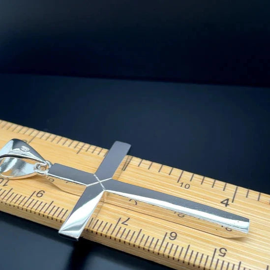 Solid 925 Sterling Silver Cross Heavy Plain Design UK Hallmarked