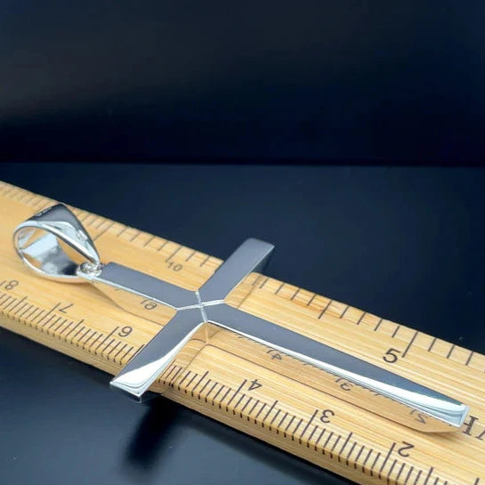 Solid 925 Sterling Silver Cross Heavy Plain Design UK Hallmarked