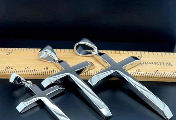 Solid 925 Sterling Silver Cross Heavy Plain Design UK Hallmarked