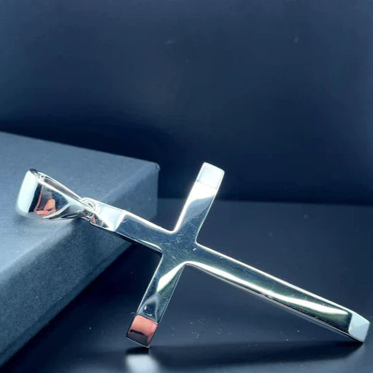 Solid 925 Sterling Silver Cross Heavy Plain Design UK Hallmarked