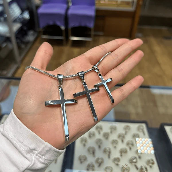 Solid 925 Sterling Silver Cross Heavy Plain Design UK Hallmarked